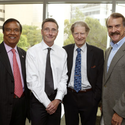 From left to right: Mr. K.V. Kumar, Dr. Andy McMahon, Sir John Gurdon and Mr. Jonathan Thomas (Photo courtesy of USC)