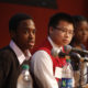 High school panelists Darren Harris, Philbert Mach and Chisom Onyea talk about researching stem cells at USC.