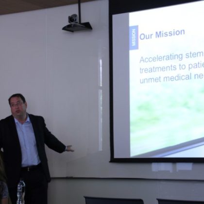 CIRM President Randy Mills addresses citizens and patient advocates at USC (Photo by Cristy Lytal)