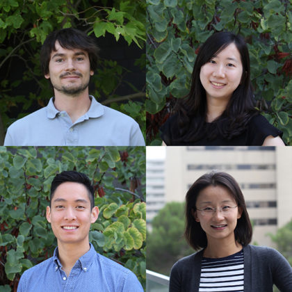 Clockwise from top left: Study authors Casey Brewer, Elizabeth Chu, Rong Lu and Mike Chin (Photos by Cristy Lytal)