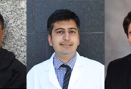 From left, Broad Clinical Research Fellows Wan Jiao, Roshan Rajani and Anthony Squillaro (Photos courtesy of Wan Jiao, Cristy Lytal and Anthony Squillaro)