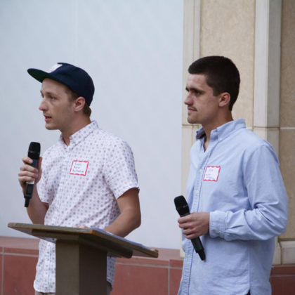 From left, Evan Tedlock and Kyle McClary, founders of the Bridge Art & Science Alliance (Photo courtesy of the USC School of Cinematic Arts)