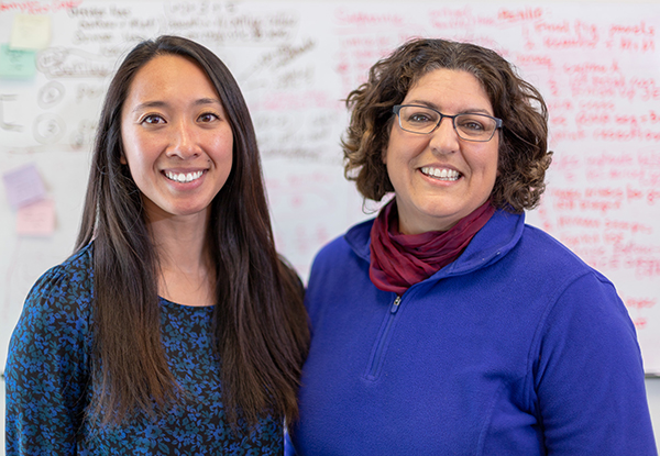 From right, USC Stem Cell scientists Francesca Mariani and Stephanie T. Kuwahara (Photo by Sergio Bianco)