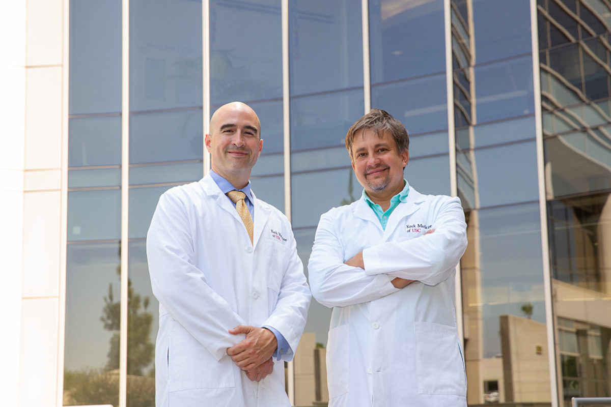 Frank Petrigliano, MD, and Denis Evseenko, MD, PhD, have been collaborating on medical innovations to help heal and even regenerate damaged joints. (Photo/Ricardo Carrasco III)