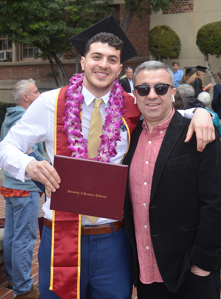 Eli Bosnoyan (left) with his father at the USC undergraduate Commencement in 2018 (Photo courtesy of Eli Bosnoyan)