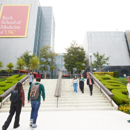 Students at the Keck School of Medicine of USC (Photo by William Vasta); featured image for Meet the nine scholarship winners in USC’s stem cell master’s program